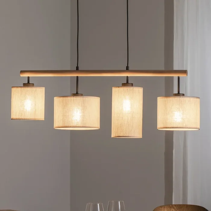 Lámpara colgante Deva Nature, 4 luces, textil