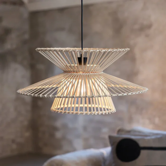 Lámpara colgante Duplici, natural, bambú, Ø 57 cm, E27