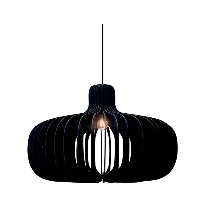 Lámpara colgante Hazo, Ø 65 cm, negro, madera