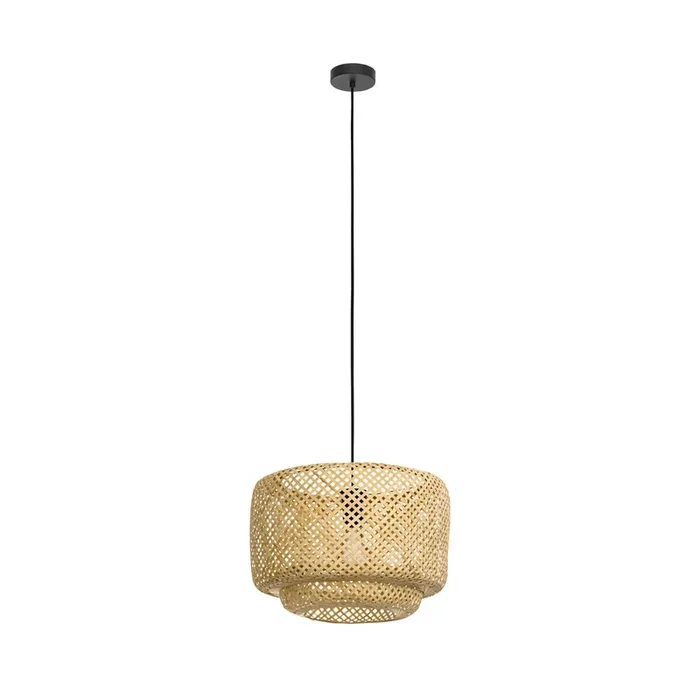 Lámpara colgante Hettonle pantalla bambú, Ø 42 cm