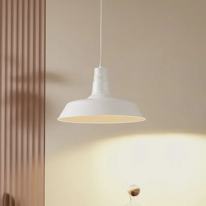 Lámpara colgante Laylan de Lindby, blanca, Ø 46 cm, metal