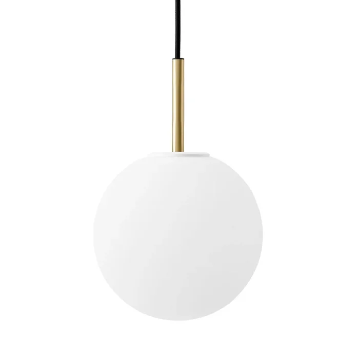 Lámpara colgante LED Audo TR Bulb, 1 luz, latón/blanco, cristal opalino
