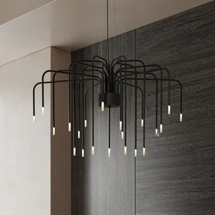 Lámpara colgante LED BOOM de Karman, negro, metal, Ø 90 cm, 22 lámparas.