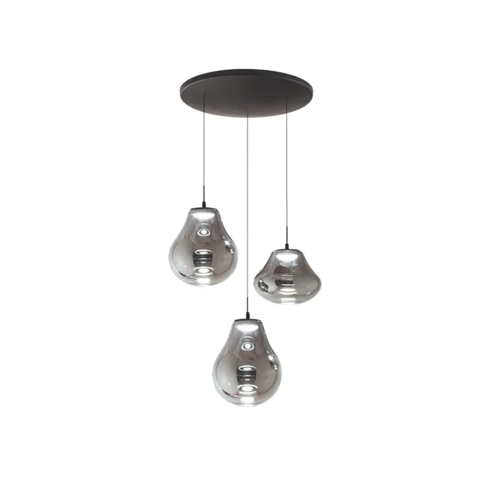 Lámpara colgante LED Deva, 3 luces, Ø 50 cm, gris, CCT, atenuable