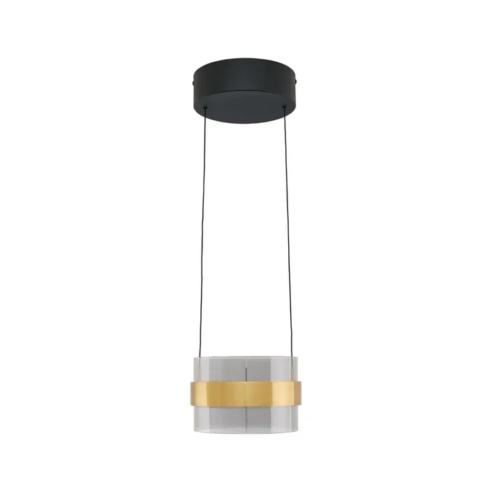 Lámpara colgante LED Inside, color latón/gris humo, Ø 22 cm