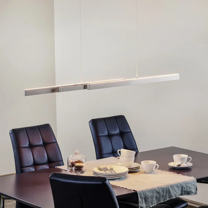 Lámpara colgante LED Lara 134 cm extensible níquel