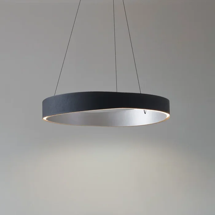 Lámpara colgante LED Lucande Daelor, negro/aluminio, CCT, atenuable