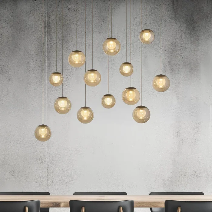 Lámpara colgante LED PURE Popup, bronce/ámbar, longitud 100 cm, 13 bombillas.