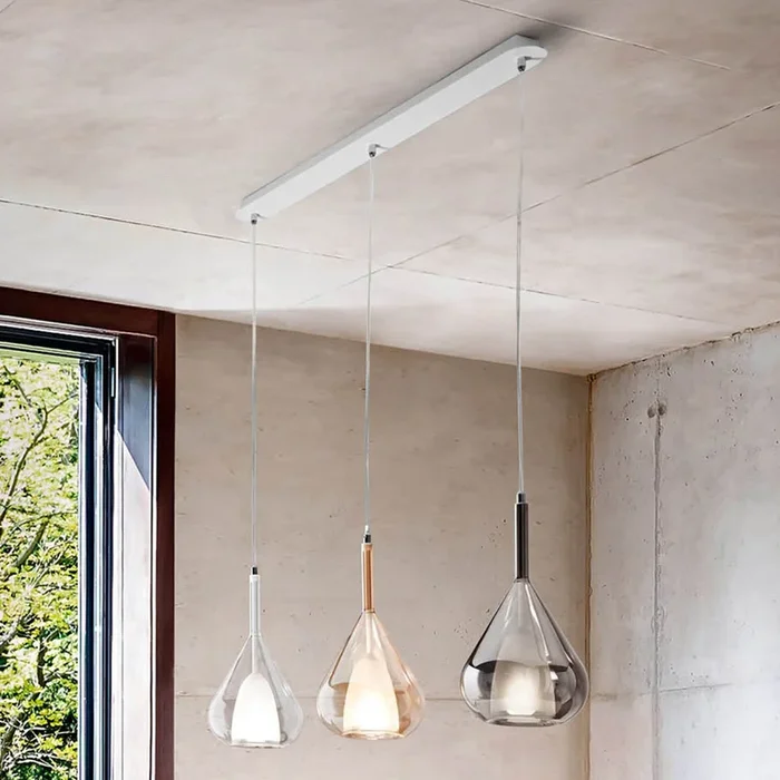 Lámpara colgante Lila de vidrio, 3 luces