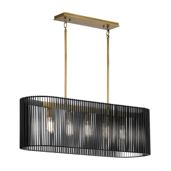 Lámpara colgante Linara, negro/latón, 5 luces