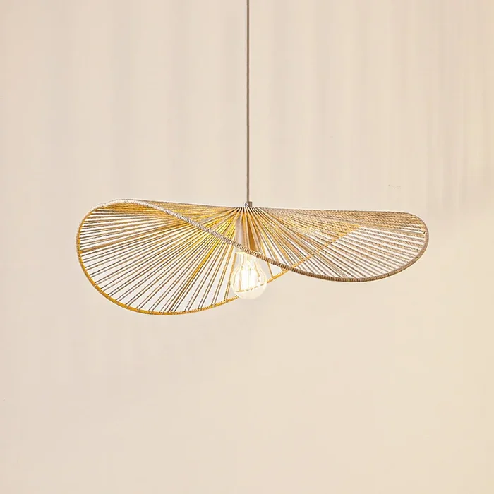 Lámpara colgante Lindby Valdorin, beige, papel, longitud 75 cm
