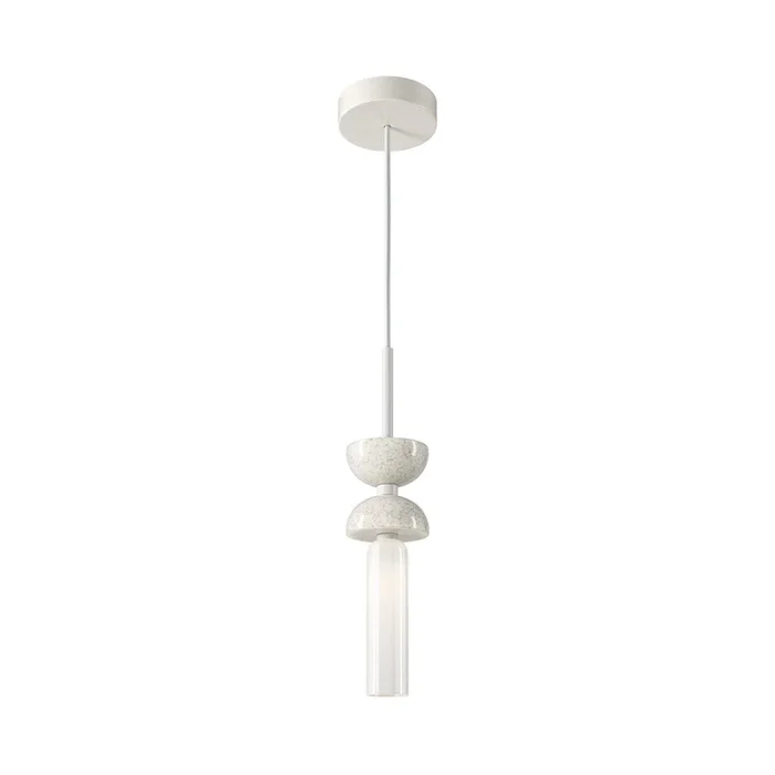 Lámpara colgante Maytoni Kyoto, blanca, Ø 10 cm, mármol, cristal