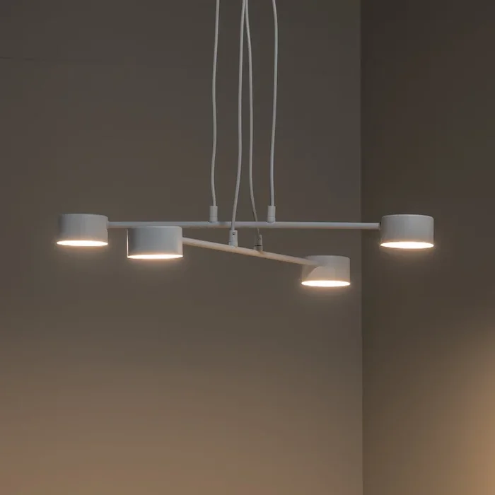 Lámpara colgante Modus 4, acero, 4 luces, GX 53, blanco
