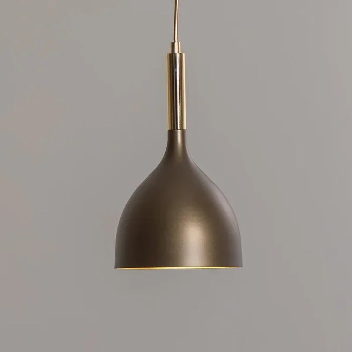 Lámpara colgante Noak, 1 luz, titanio/oro, acero