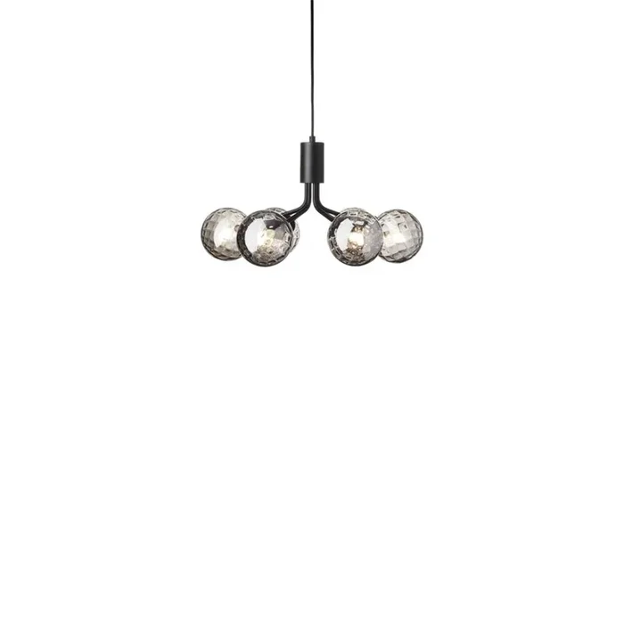 Lámpara colgante Nuura Apiales 6, Ø 50 cm, negro/gris humo