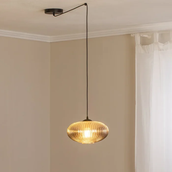 Lámpara colgante Origo, Ø 30 cm, gris humo/negro, descentrable