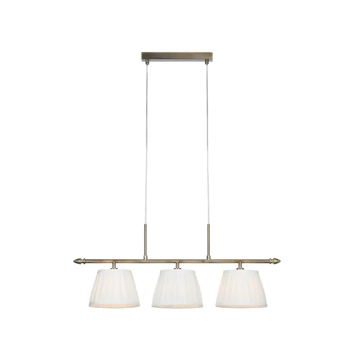 Lámpara colgante Oxford, color latón, longitud 83 cm, 3 luces.