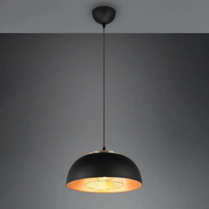 Lámpara colgante Punch negro/oro 1 luz Ø 35 cm