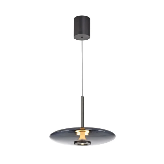 Lámpara colgante PURE LED E-Vitrum, gris, cristal/aluminio, CCT