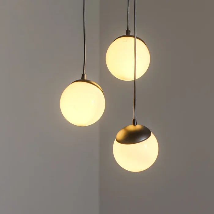 Lámpara colgante Sfera 3 luces cristal/metal negro