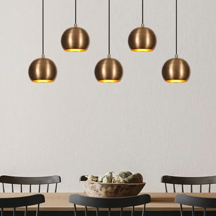 Lámpara colgante Sivani MR-1000, oro antiguo, hierro, 5 luces