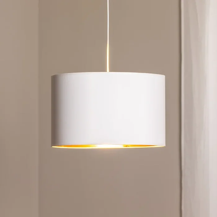 Lámpara colgante Soho cilíndrica 1 luz Ø 40 cm blanco/dorado