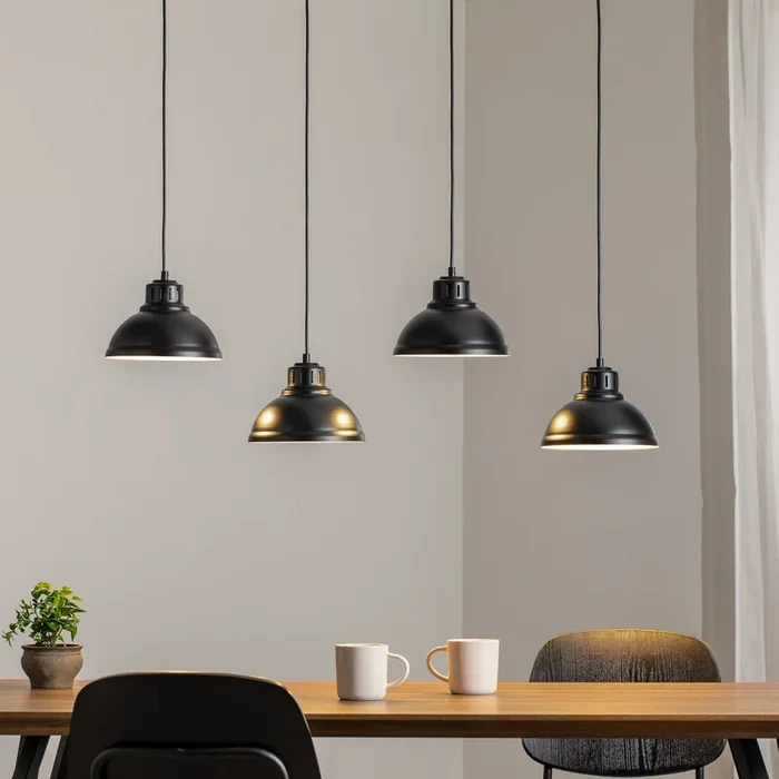 Lámpara colgante Sven, 4 luces, negra, acero, E27