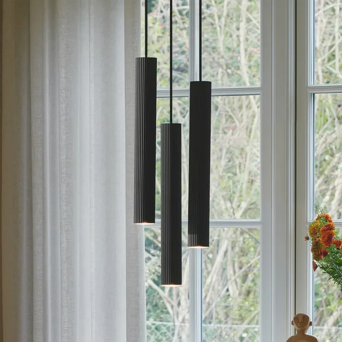Lámpara colgante Vico, 3 luces, rondel, metal, negro