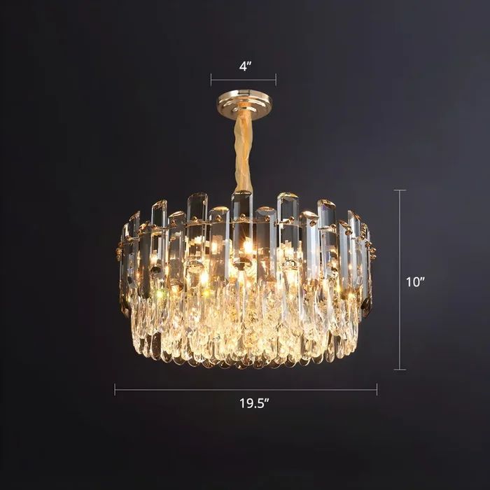 Lámpara de Araña Redonda Contemporánea Luminaria Suspendida de Cristal Transparente para Sala – 220 A 240 V Transparente 49,53 cm