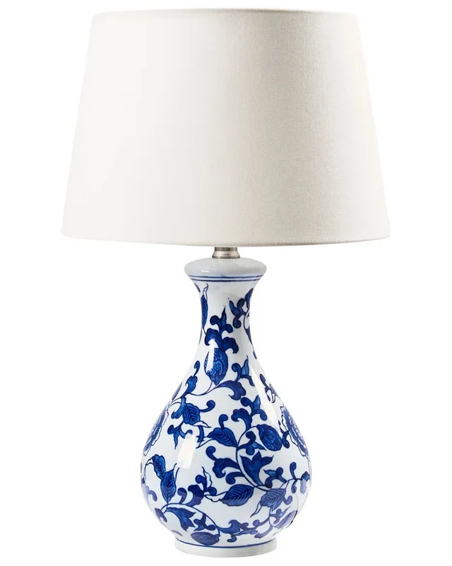 Lámpara de mesa CARMEN Porcelana Blanco/Azul