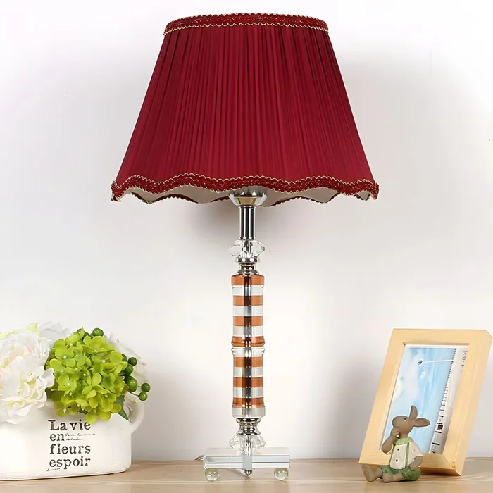 Lámpara de Mesa con Pantalla de Tela Forma de Paraguas Lámpara de Mesa en Color Rojo para Hogar – 220 A 240 V Rojo