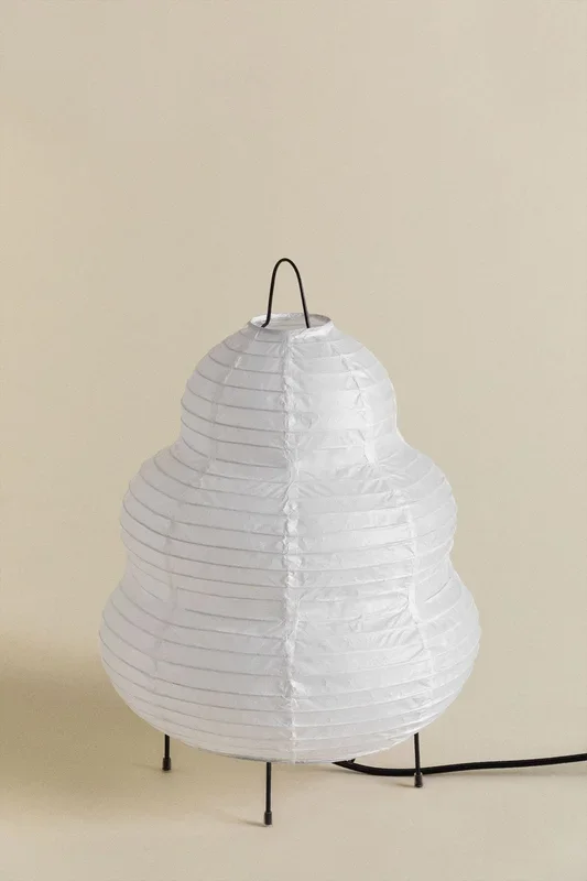 Lámpara de Mesa en Papel de Arroz (↑34 cm) Gogian Blanco – SKLUM