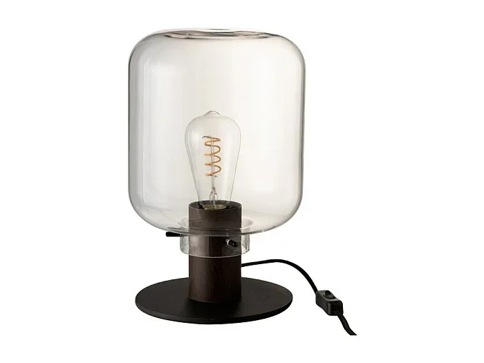 Lampara de mesa kiyu vidrio/acero transparente/negro Alt. 31 cm