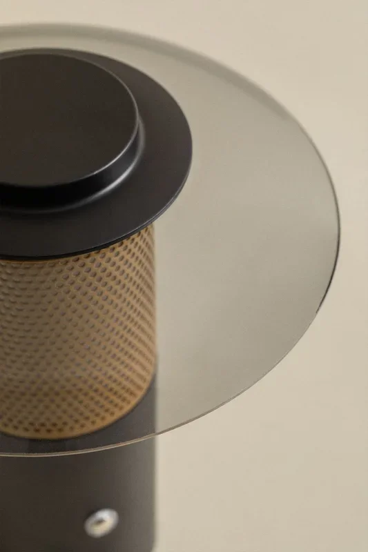 Lámpara de Mesa LED Inalámbrica en Cristal y Acero Lispect Negro Carbón – SKLUM