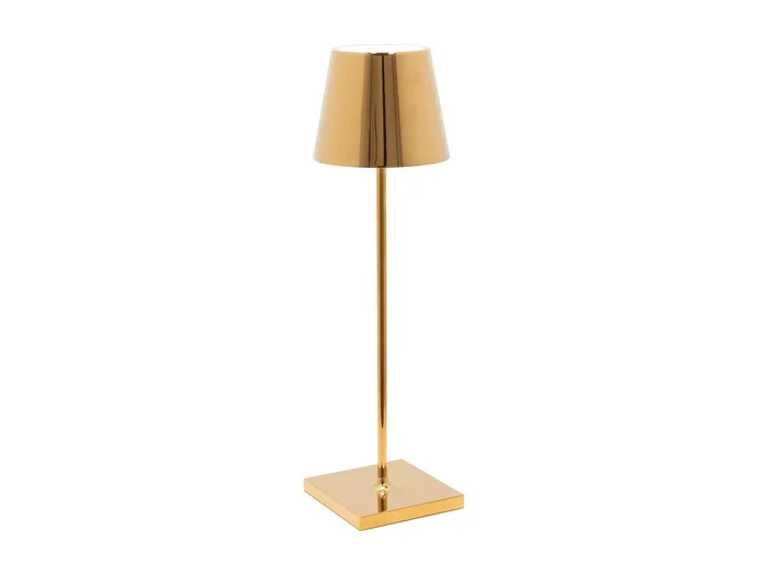 Lámpara de mesa LED Poldina Pro Glossy Gold recargable y regulable con batería de hasta 12 horas