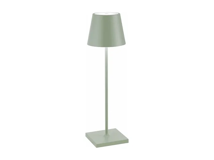 Lámpara de mesa LED recargable y regulable Poldina Pro Sage Green con duración de batería de hasta 12 horas. Para uso exterior IP65