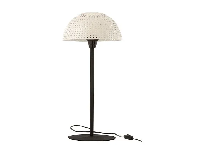 Lampara de mesa seta bolas hierro brillante blanco/negro Alt. 59 cm