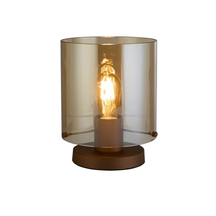 Lámpara de mesa Suecia, moca/ámbar, acero, cristal, E27