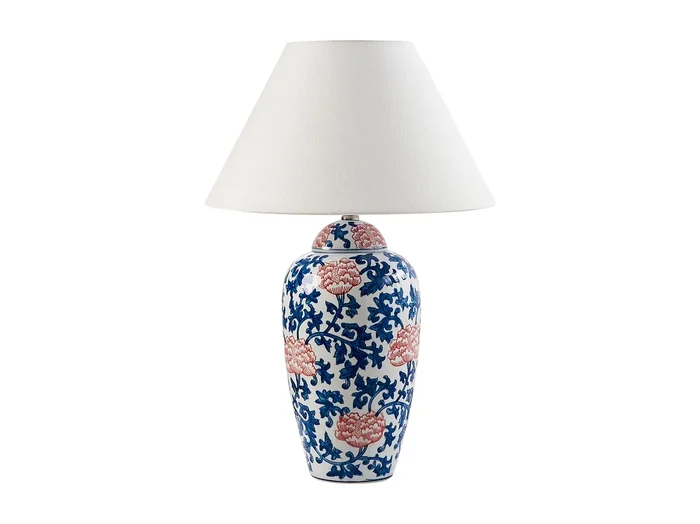 Lámpara de mesa VERUSA Porcelana Blanco/Azul