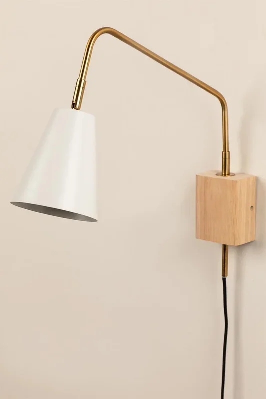 Lámpara de Pared Alfons Blanco – Madera Natural – SKLUM