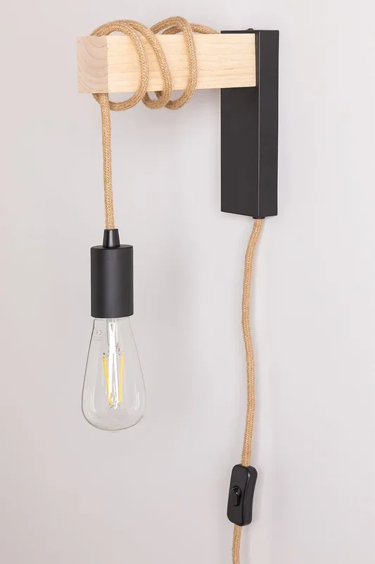Lámpara de Pared Tina Natural Negro – Madera Natural – SKLUM