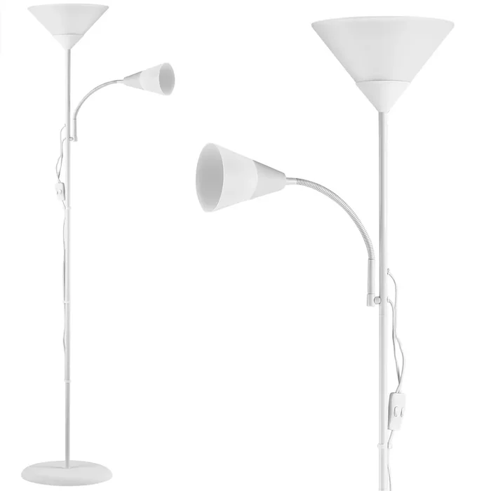 Lámpara de pie Alissa blanca 2 focos 1 brazo ajustable 175cm