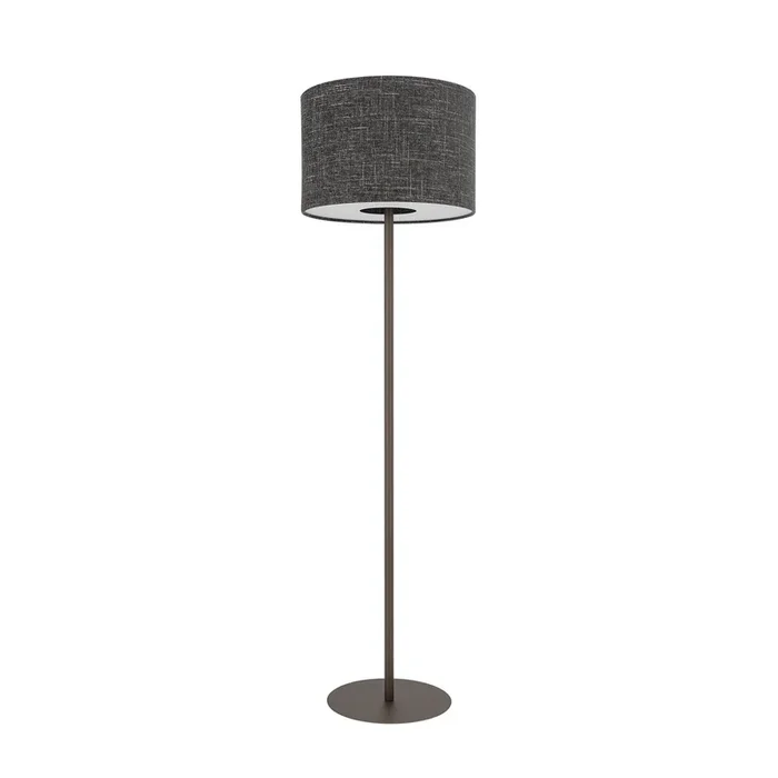 Lámpara de pie Amarela, negro jaspeado, textil, E27