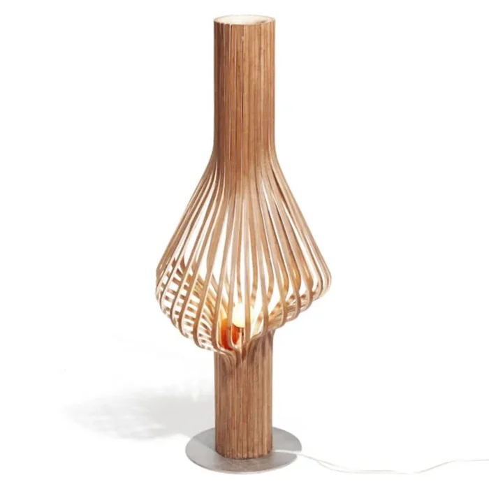 Lámpara de pie Diva con madera de roble, atenuador