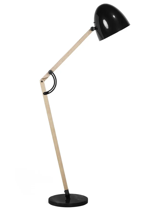 Lámpara de pie HETTON ajustable Madera de roble Negro