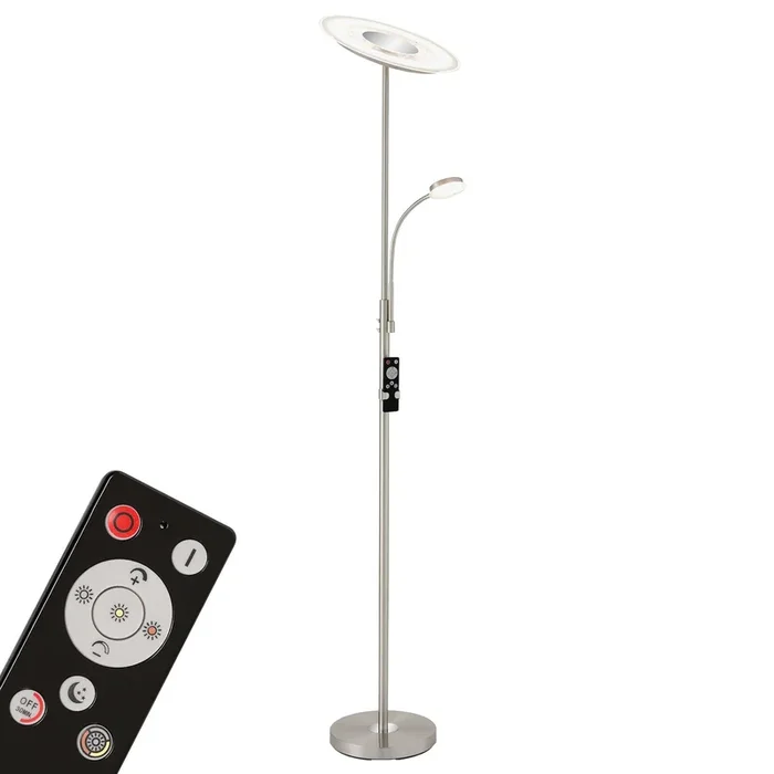 Lámpara de pie LED Agiled, níquel, atenuable, CCT, 32 W