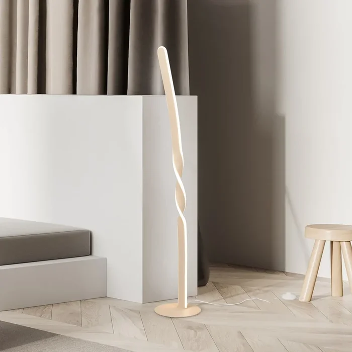 Lámpara de pie LED Ginko, arena, metal, altura 110 cm