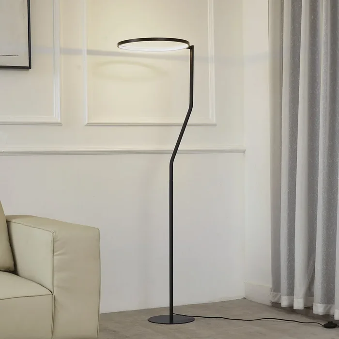 Lámpara de pie LED Lindby Rayón, negro, metal, altura 150,3 cm