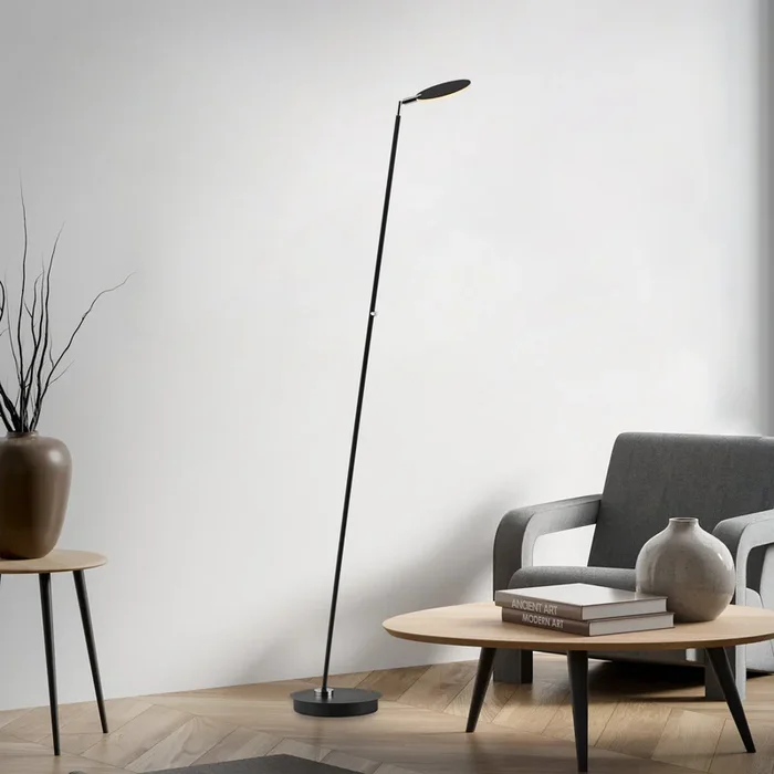 Lámpara de pie LED Paul Neuhaus Akku-Bente, negra, CCT, USB-C