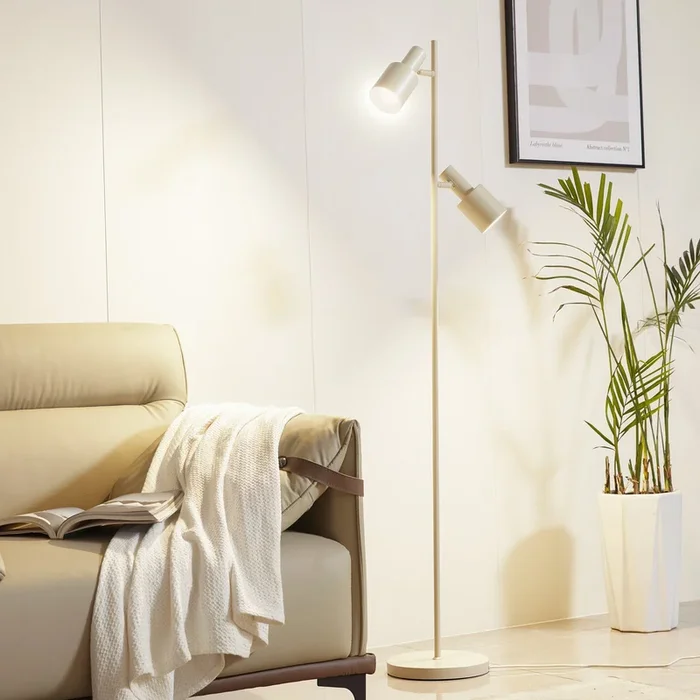 Lámpara de pie Lindby Ovelia, beige, metal, E27
